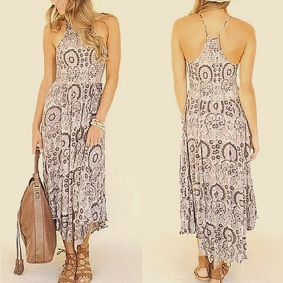 Free People Dresses & Skirts - Free People Paisley Smocked Midi Dress, Medium